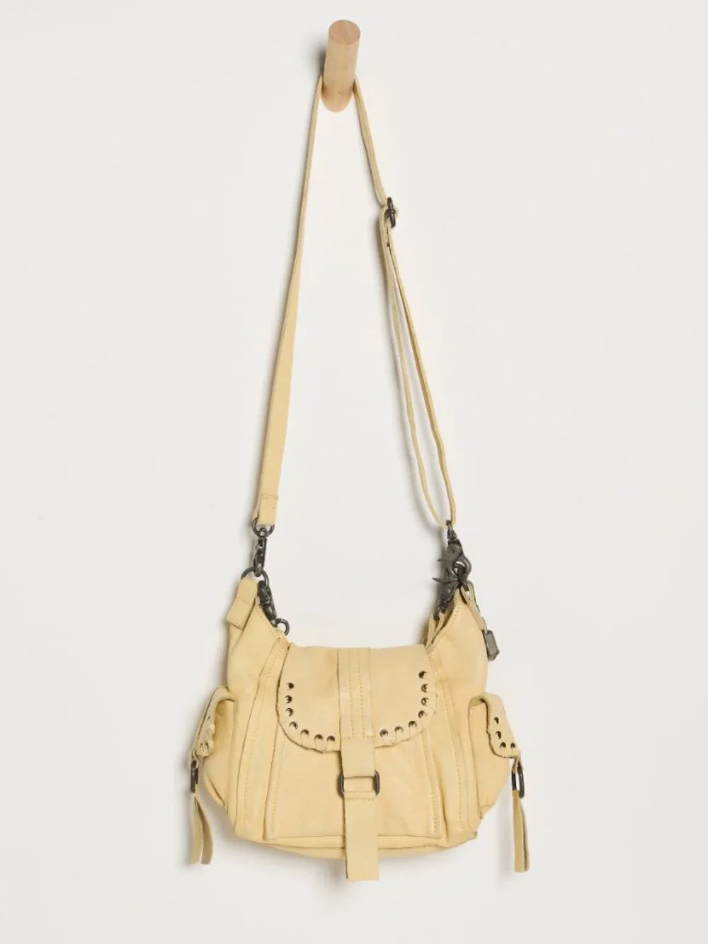 FREE PEOPLE We The Free Baby Leigh Distressed Tote Bag / Butter Yellow